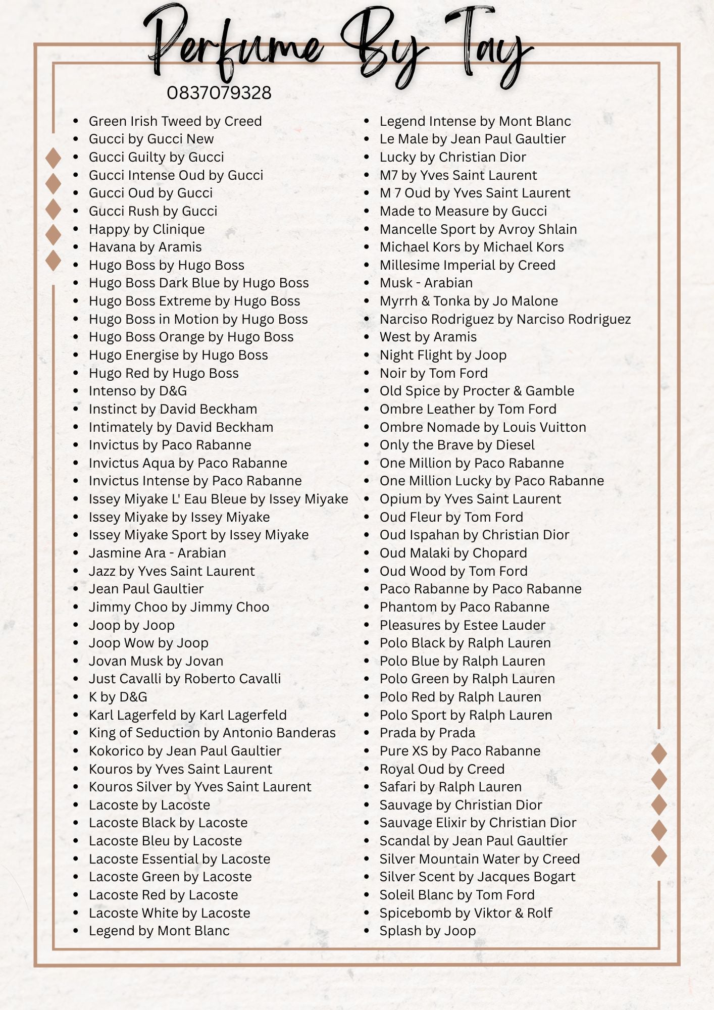 Mens Aftershave 30ml (See photos for the available scents)