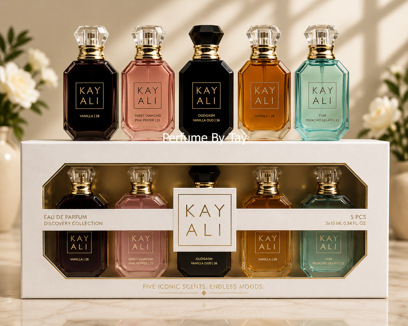 Kayali (Utopia Vanilla Coco/Oudgasm Vanilla Oud/Sparkling Lychee/Maldives) Set (5x30ml) (White Box) (Ladies Gift Set)