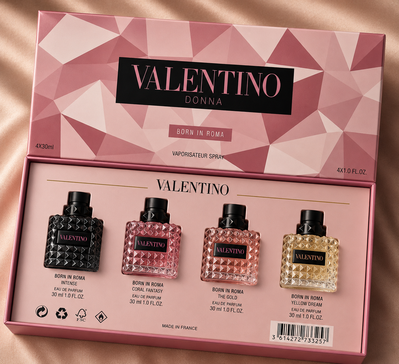 Valentino Donna Born In Roma/Intense/Yellow Dream/Coral Fantasy Set (4x30ml) (Ladies Gift Set)