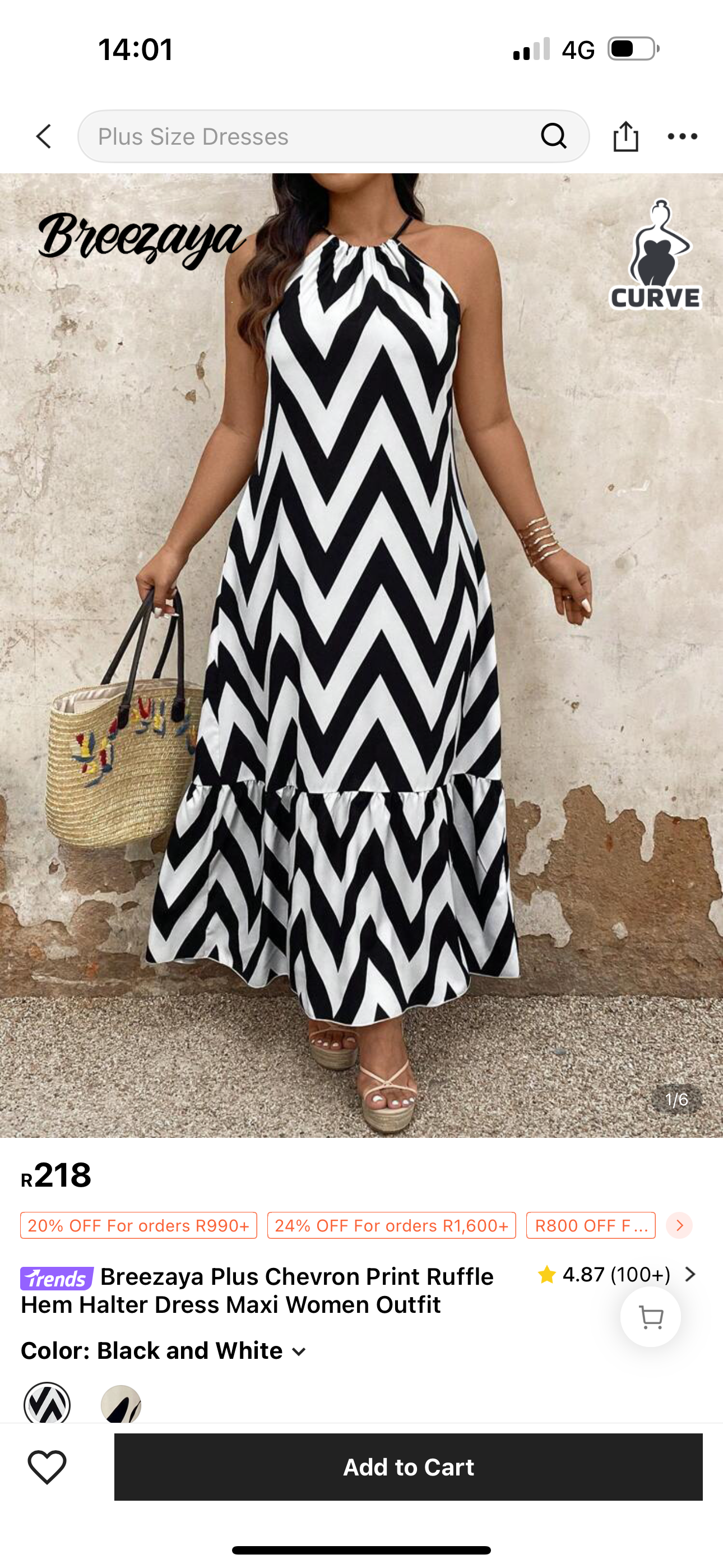 Shein Dress White & Black 1XL Brand New