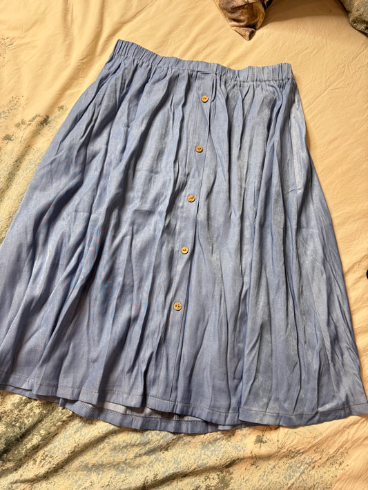 Blue Skirt with Buttons XL Emery Rose Shein