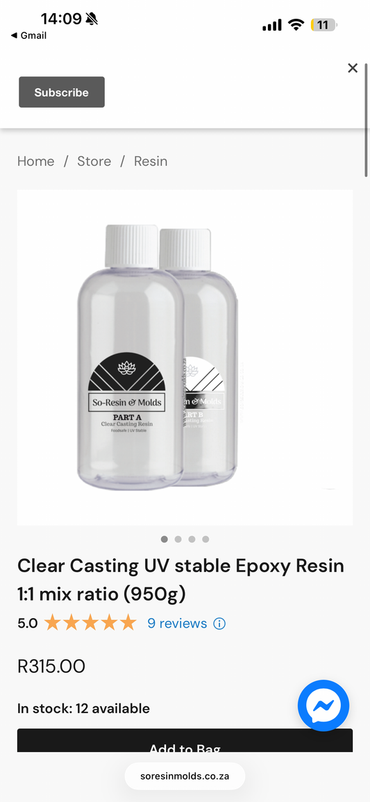 So-Resin Clear Casting UV stable Epoxy Resin 1:1 mix ratio (950g)